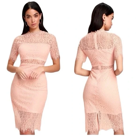 Lulus | Dresses | Lulus Remarkable Blush Pink Lace Dress Size M | Poshmark